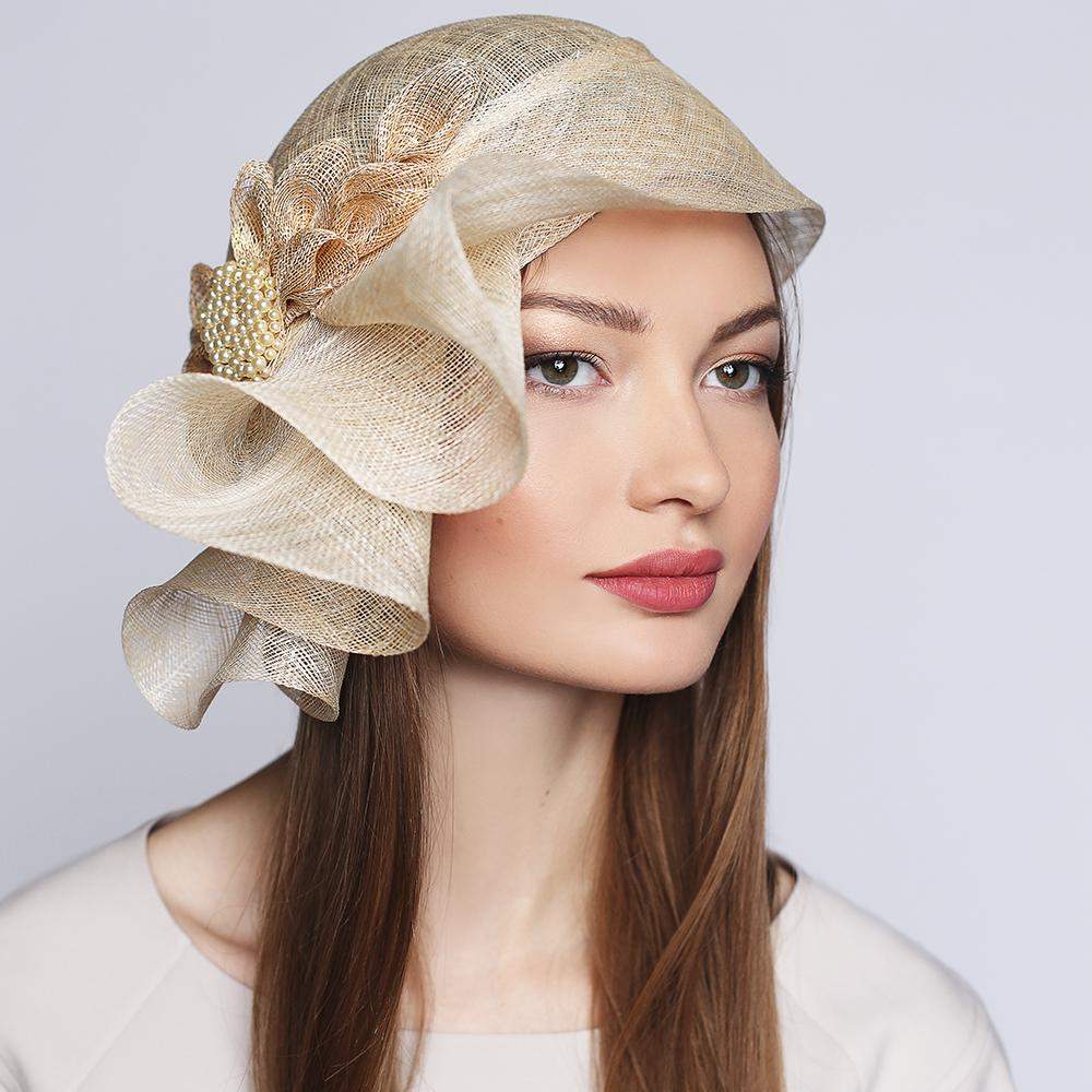 Couture hat with bow and brooch Kentucky Derby Wedding headwear - DivaHats Boutique