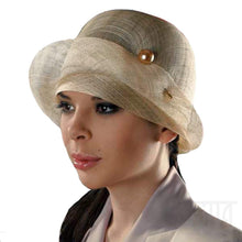 Load image into Gallery viewer, Pretty sinamay Cloche with pin Derby, Church, Tea party, Cocktail hat - DivaHats Boutique