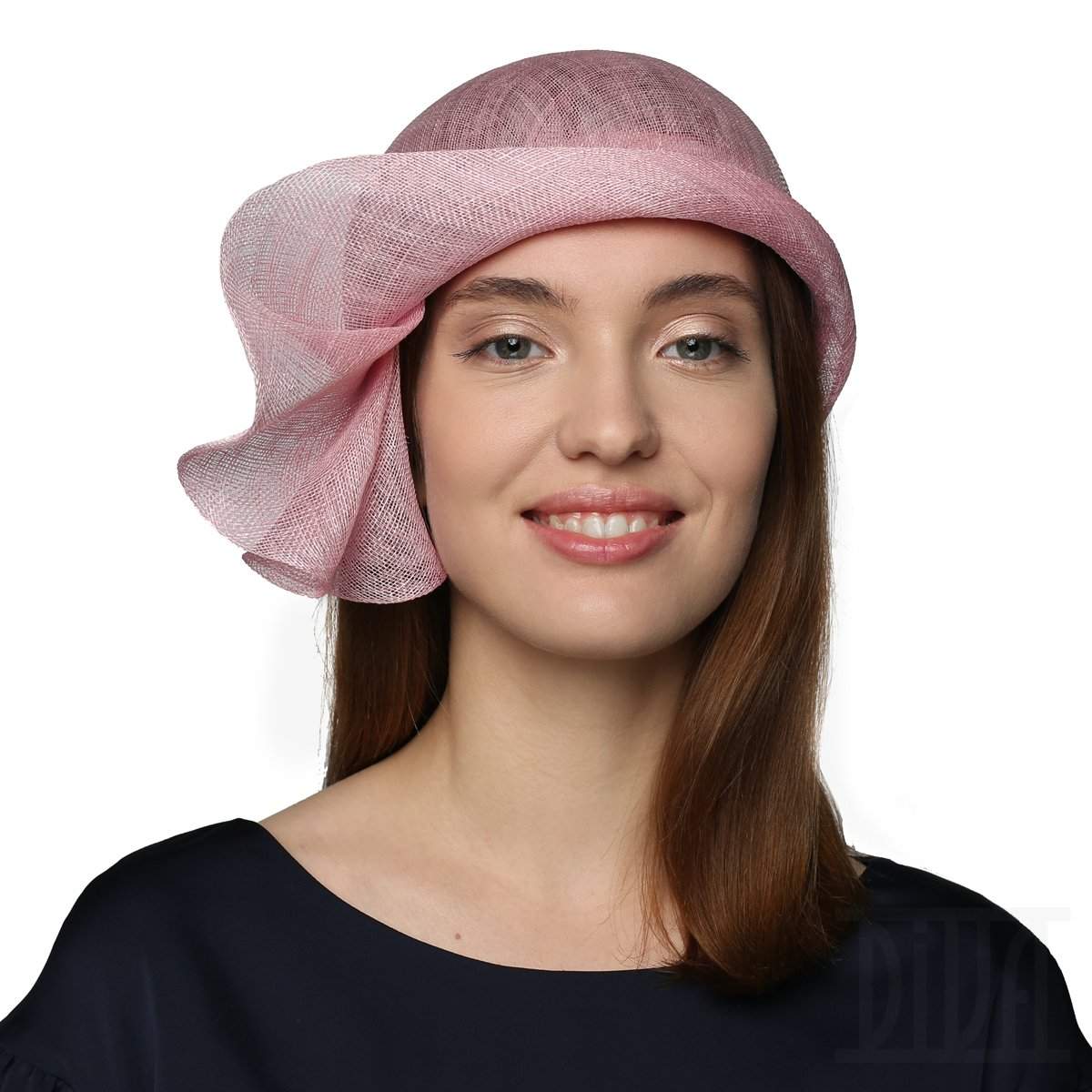 Lovely pink cloche with a wavy brim - DivaHats Boutique