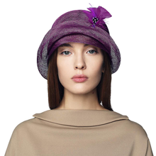 Load image into Gallery viewer, Lovely Cloche Hat with Feather Derby Church Tea Party Headwear - DivaHats Boutique