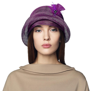 Lovely Cloche Hat with Feather Derby Church Tea Party Headwear - DivaHats Boutique