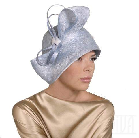 Women's cloche with bow&featers elegant derby church tea party hat - DivaHats Boutique