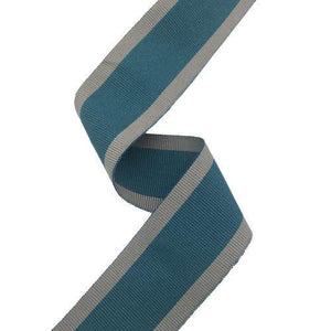 1,58 inch (40mm) Grey Sand Stripes and Turquoise Blue Millinery Grosgrain Ribbon - 1yard - DivaHats Boutique