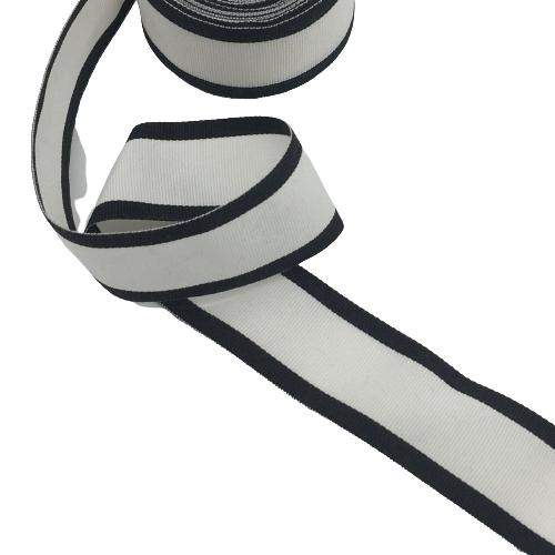 1,58 inch (40mm) Black Stripes and White Millinery Grosgrain Ribbon - 1yard - DivaHats Boutique