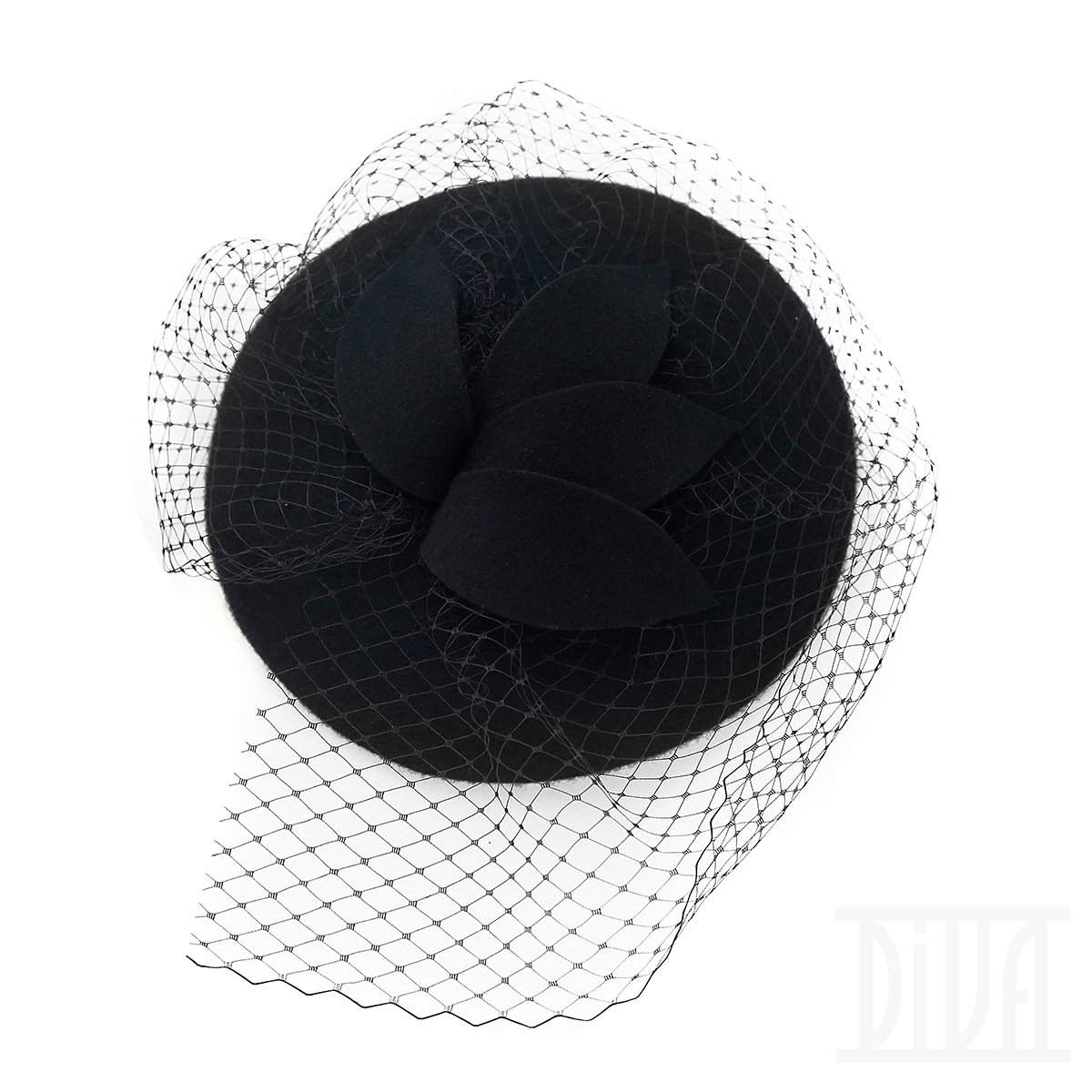 Small Wool Felt Beret With Veil Ladies Winter Hat - DivaHats Boutique