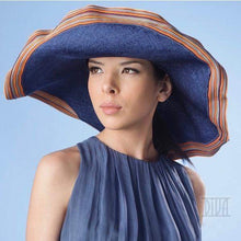Load image into Gallery viewer, Marine Style Wide Brim Straw Sun Beach Hat - DivaHats Boutique