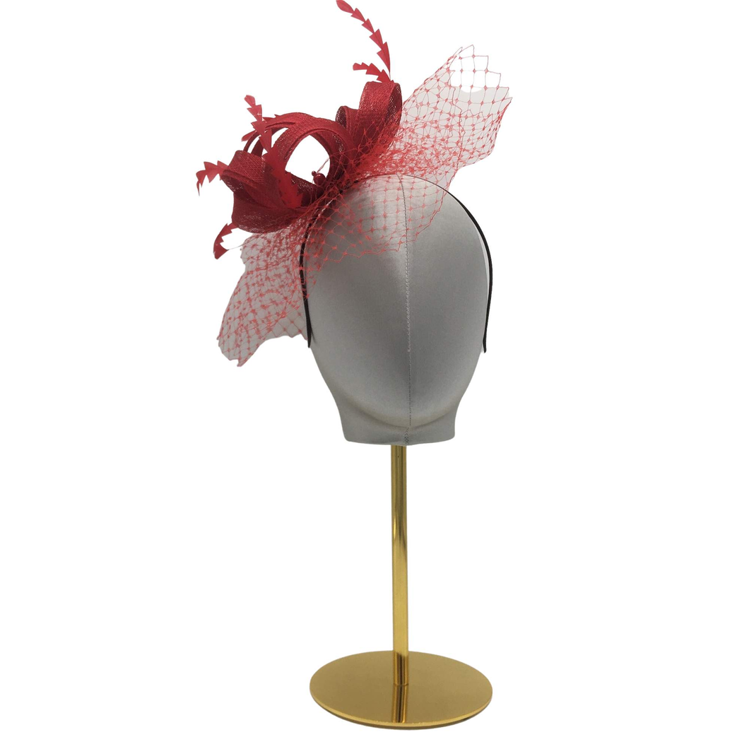 Fascinator with Bow&Veil-DivaHats-Fascinator,Straw hats