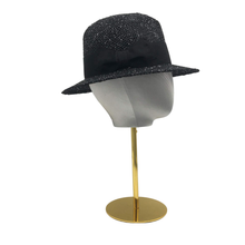 Load image into Gallery viewer, Men&#39;s style Black&amp;Silver straw Fedora with bow Stylish Summer Hat-DivaHats-Beach Hats,Brimmer,Fedora,Straw hats