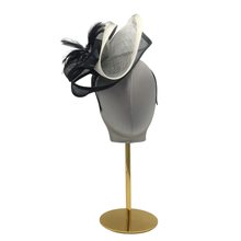 Load image into Gallery viewer, Small Fascinator Hat with Black&amp;White Flower-DivaHats-Fascinator,Straw hats