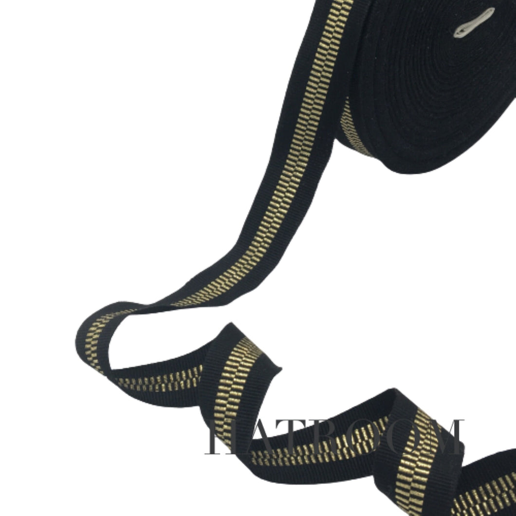 23 mm Millinery Ribbon for Making Hats Gold Zipper - 1yard