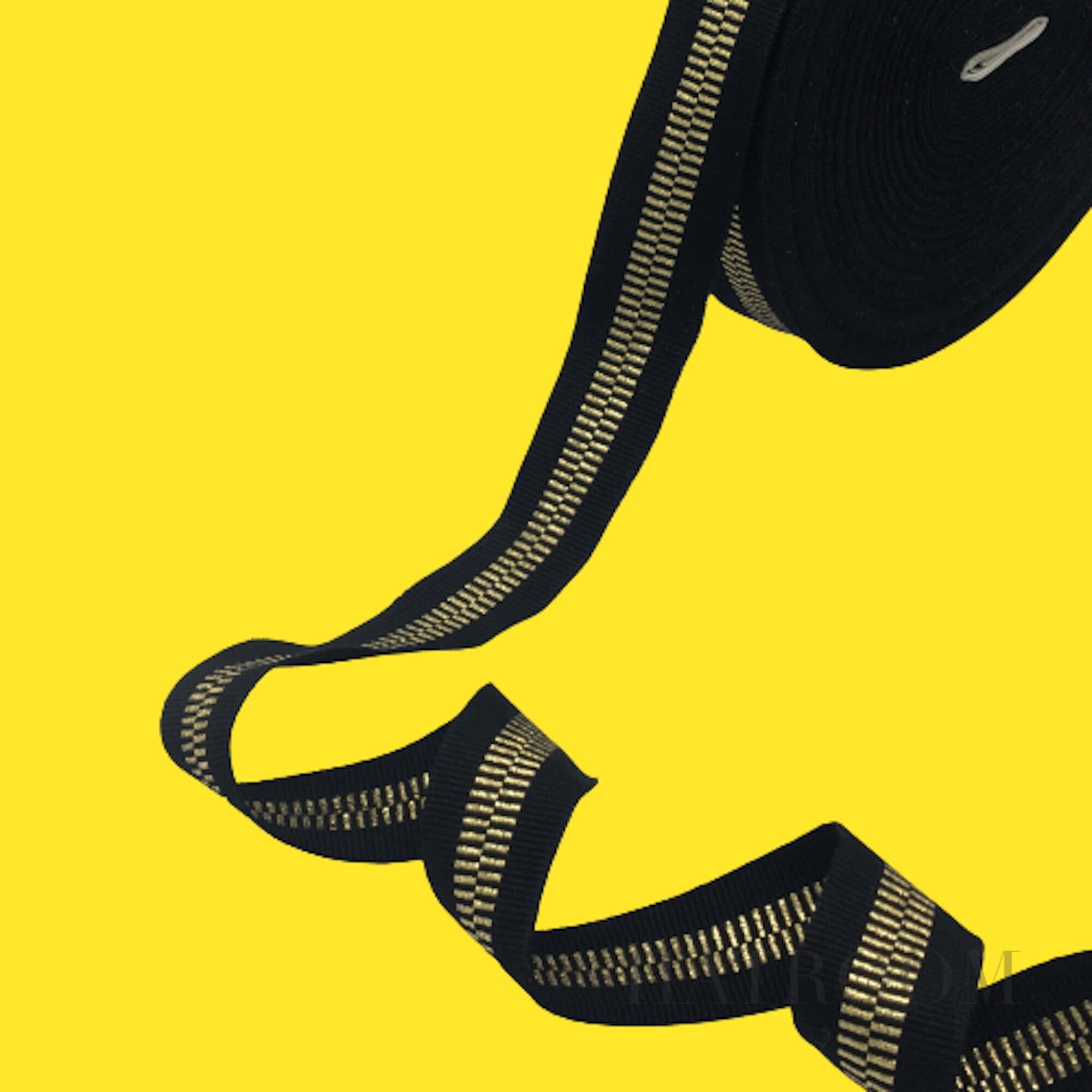 1 inch Millinery Ribbon for Making Hats Gold Zipper - 1yard