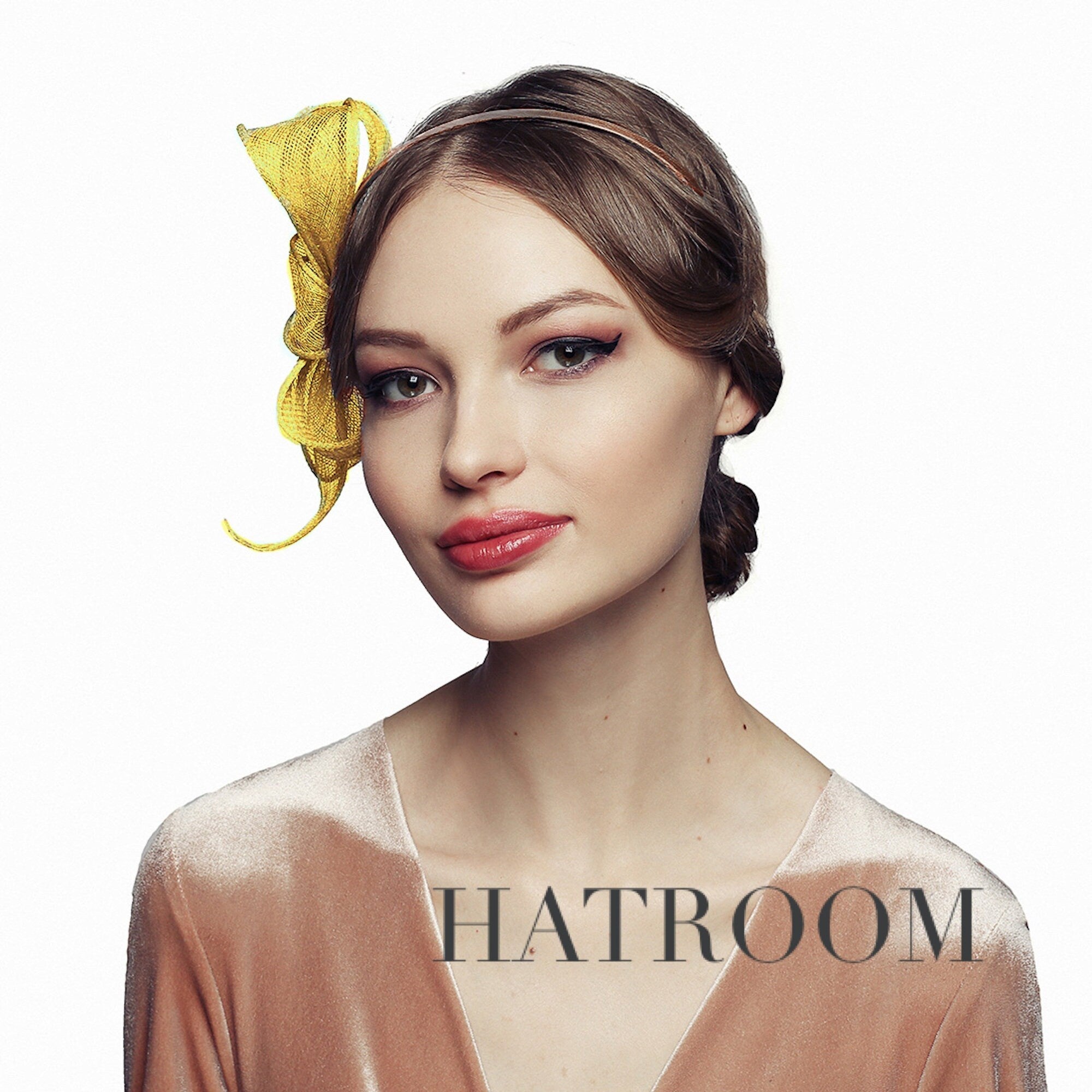 Yellow Bow Fascinator for Women Wedding Tea Party Hat