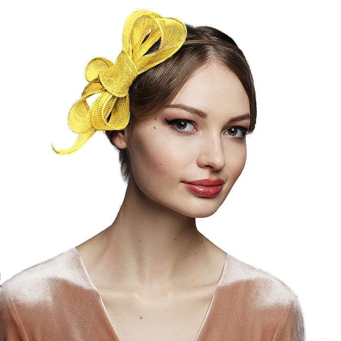 Yellow Bow Fascinator for Women Wedding Tea Party Hat