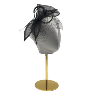 Bow Fascinator Hat with Veil & Feathers