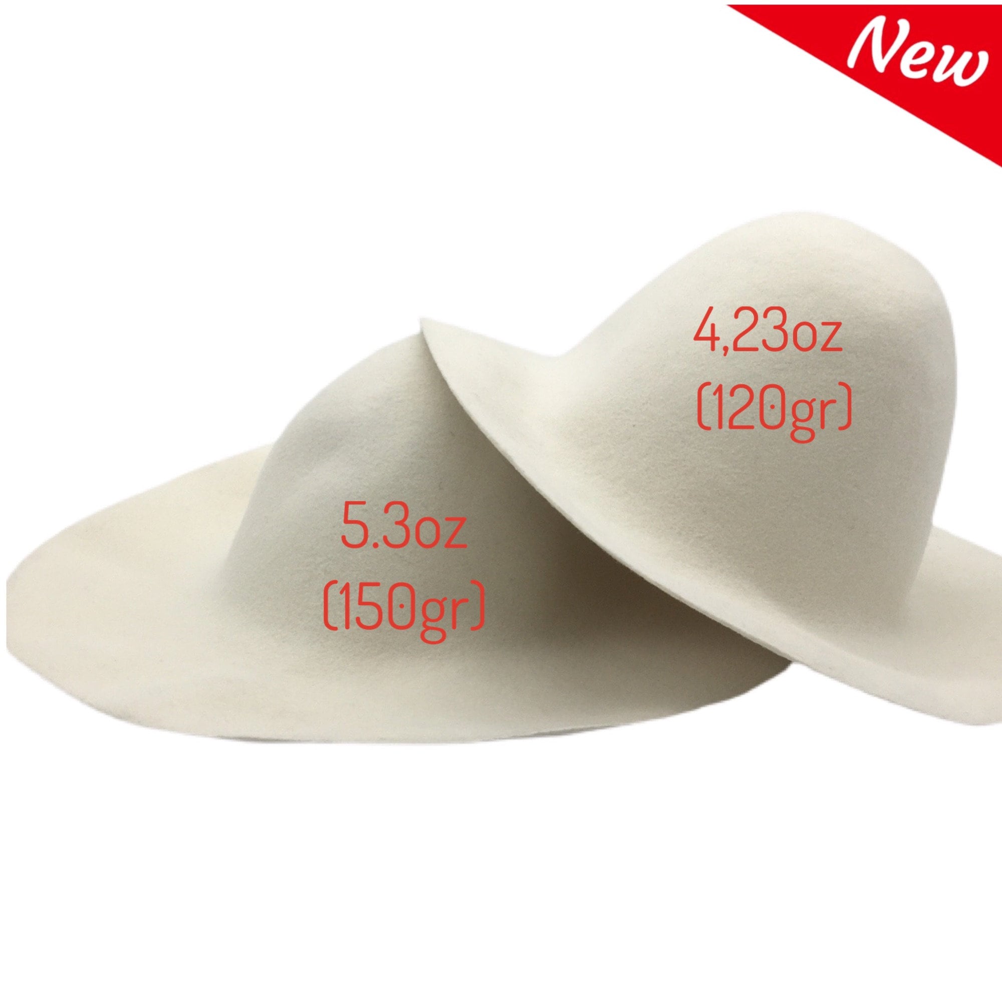 Set of 6 Heavy Weight Wool Felt Capeline Hat Bodies for Millinery