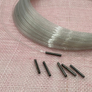 Set of 6m Transparent Hat Brim Wire 1 mm & 6 Connectors for Millinery