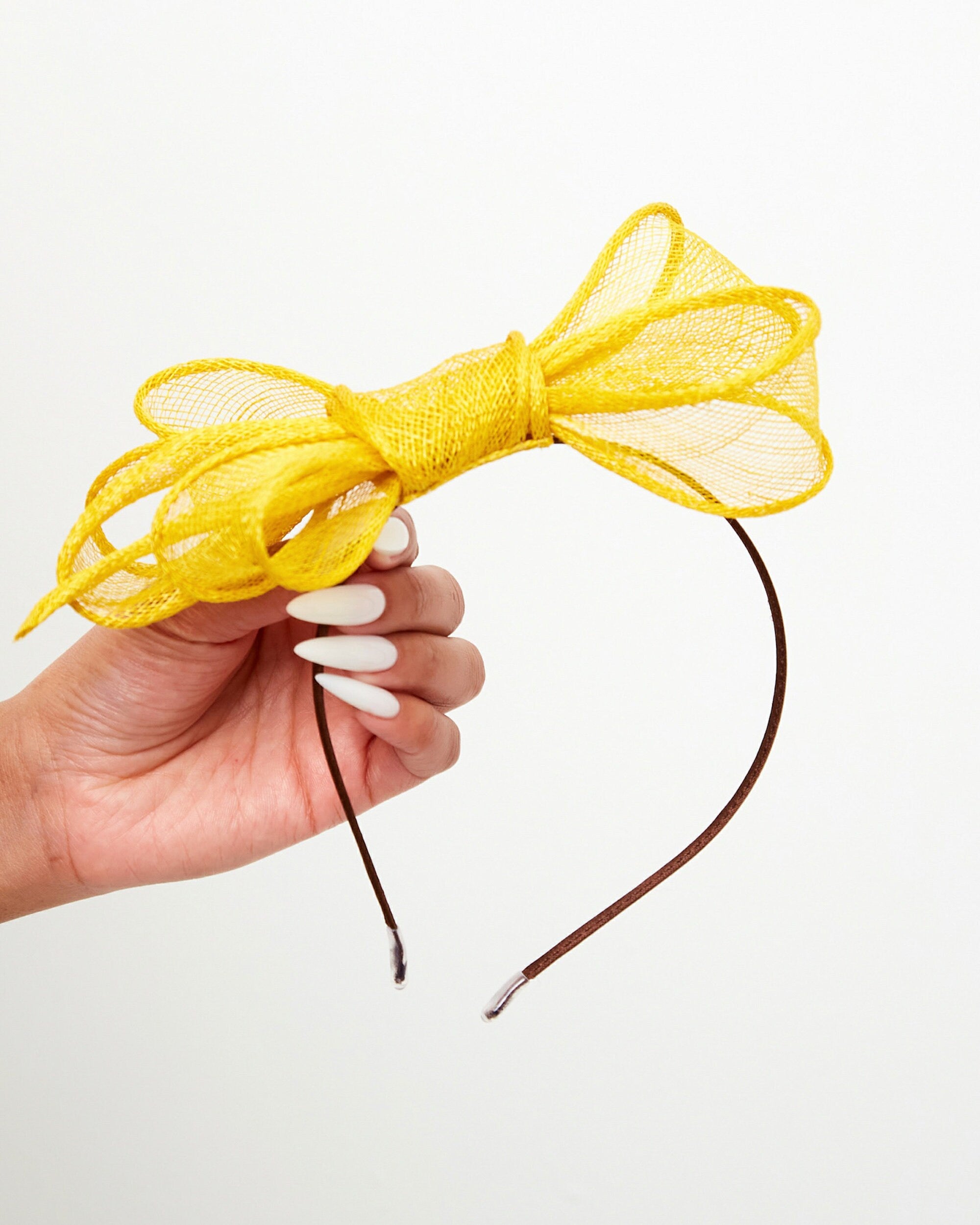 Yellow Fascinator for Women Cocktail Wedding Tea Party Church Hat