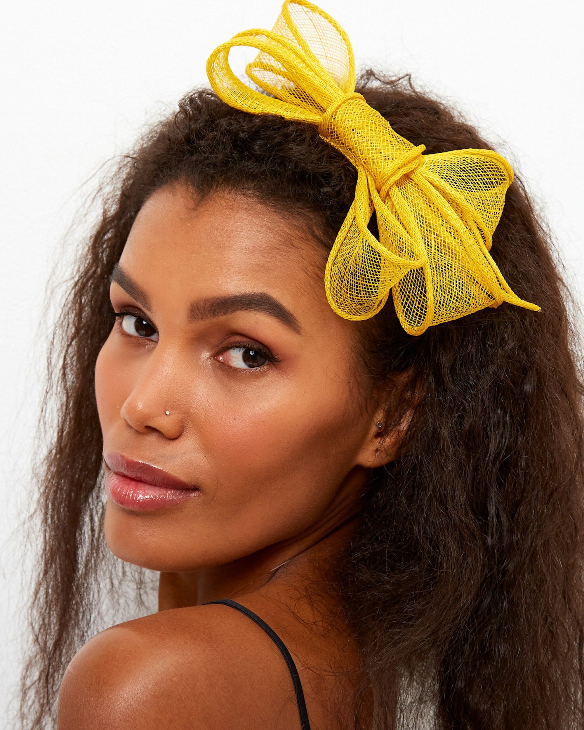 Yellow Fascinator for Women Cocktail Wedding Tea Party Church Hat
