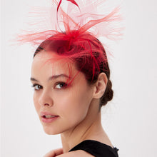 Load image into Gallery viewer, Extravagant Red Fascinator: Festive Christmas Headwear | Stylish Holiday Accessories